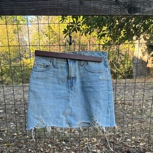 Nobody High Rise Mid Length Piper Distressed Skirt